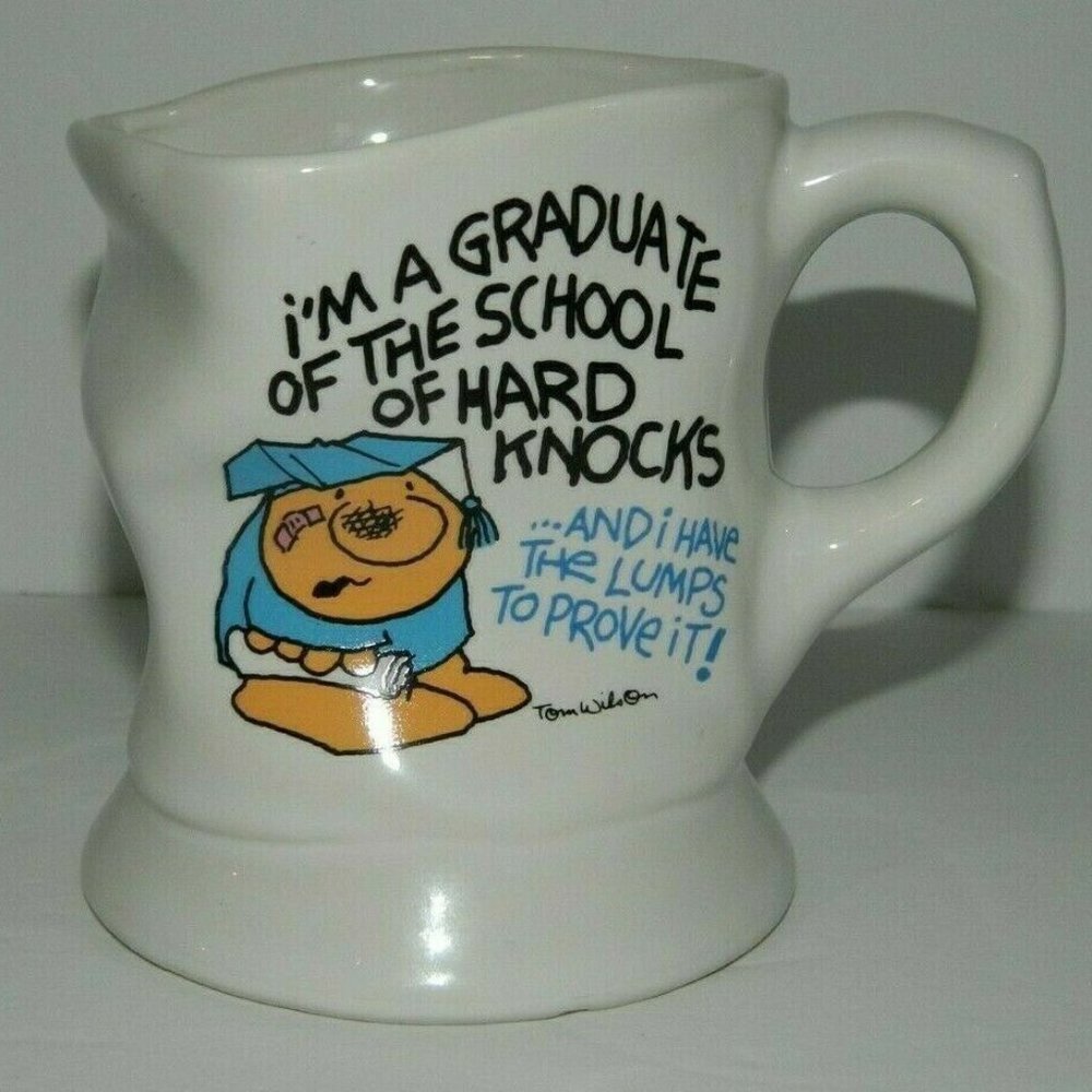 Vintage 1988 ZIGGY Graduate of the school of Hard Knocks mug beat up